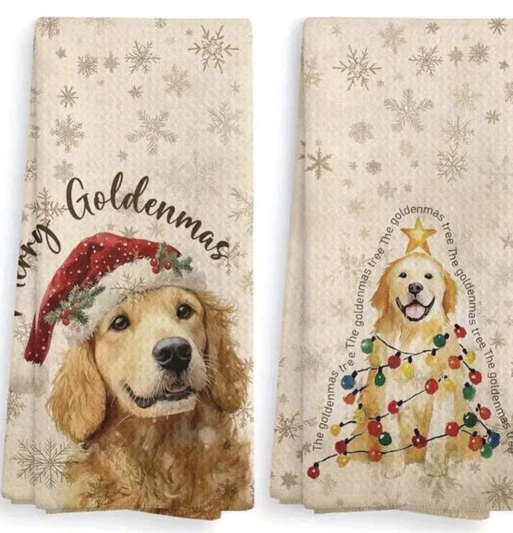 Golden Retriever Christmas Microfiber Towels